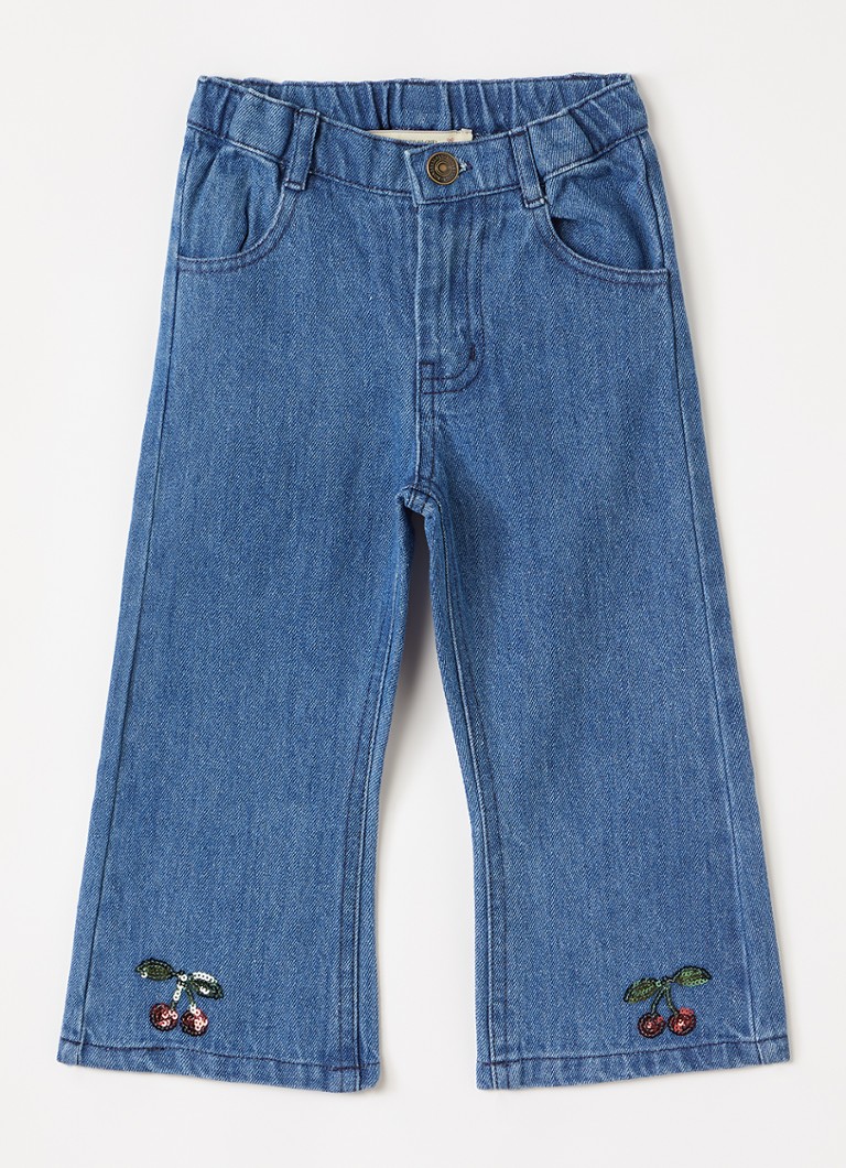 Konges Sløjd Meisjes Elba flared jeans met pailletten in de kleur Indigo, maat: 18M=86