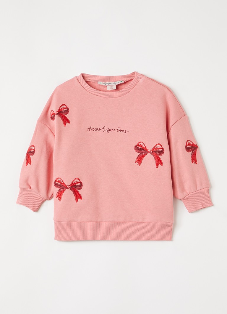 Konges Sløjd Meisjes Lou Bow sweater met borduring in de kleur Roze, maat: 12M=80