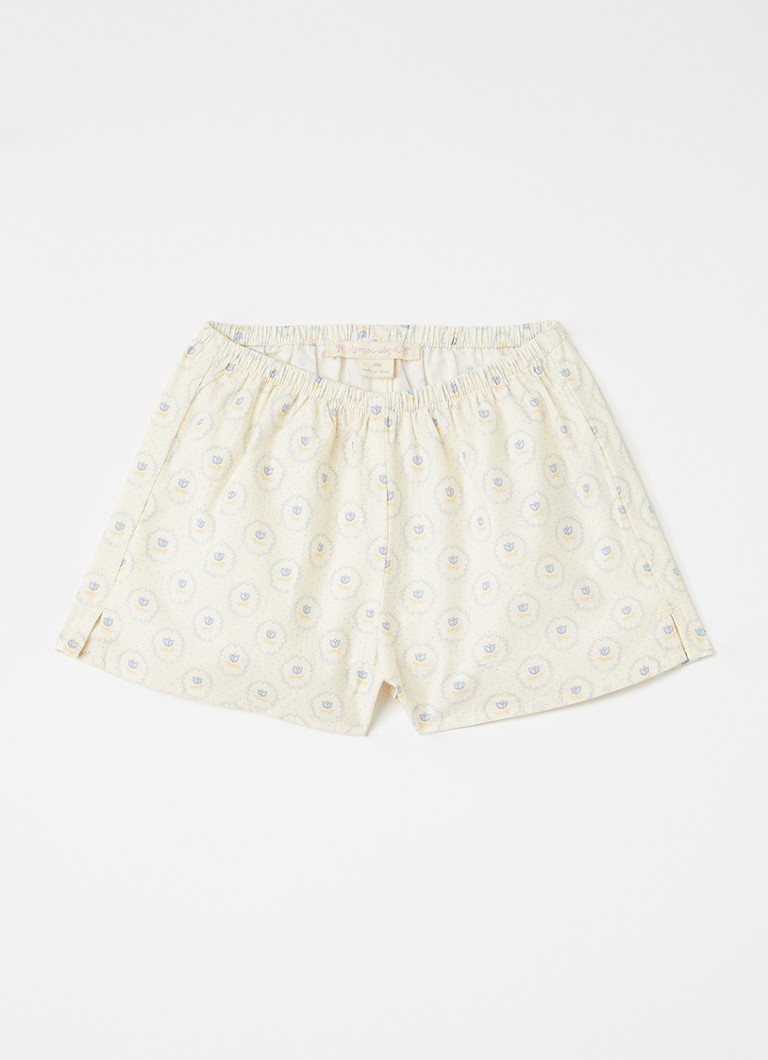Konges Sløjd Meisjes Coeur loose fit korte broek met print in de kleur Gebroken wit, maat: 3Y=98