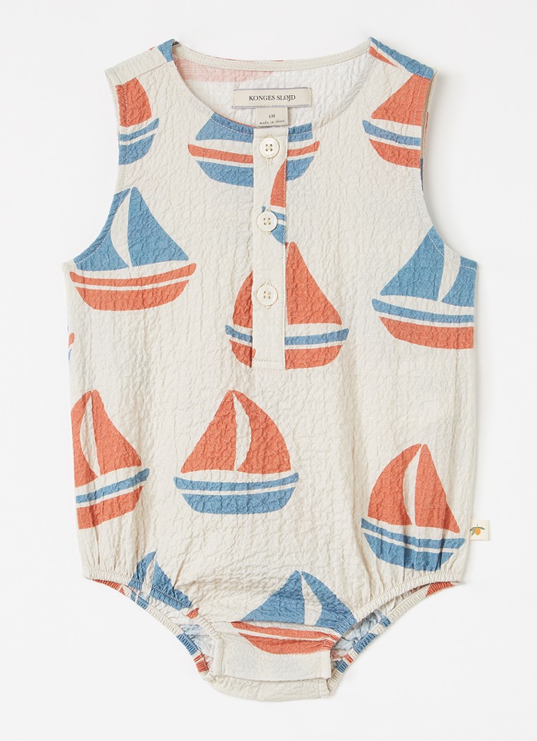 Konges Sløjd Jongens Elliot romper met print in de kleur Beige, maat: 9M=74