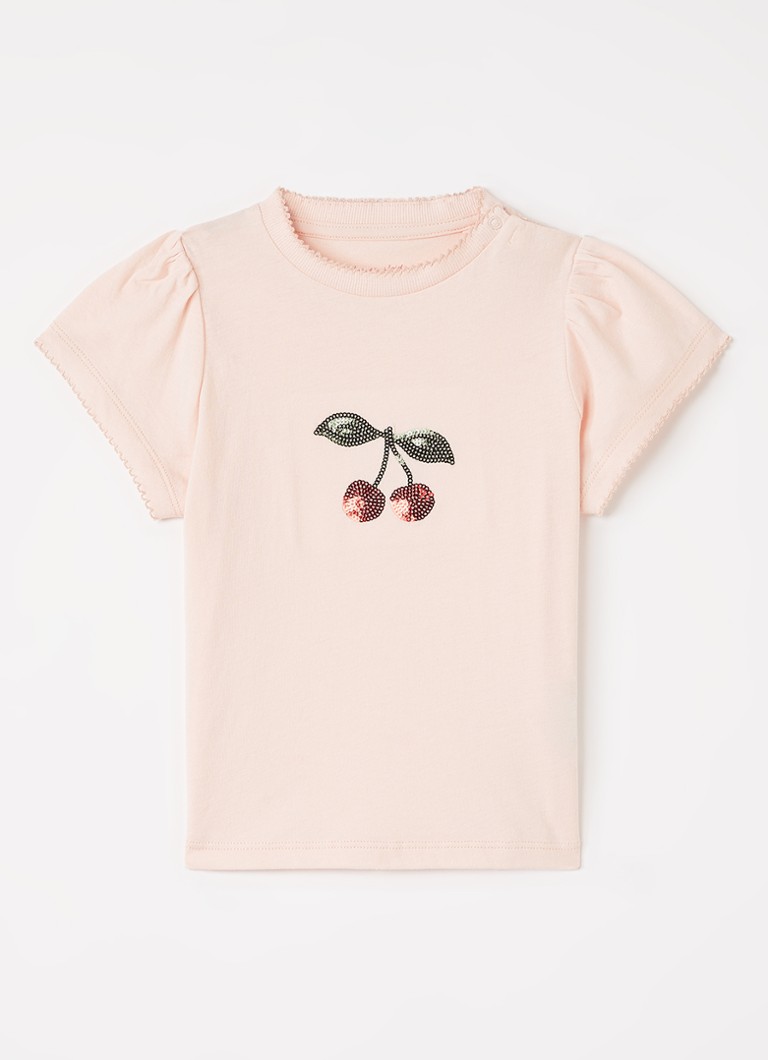 Konges Sløjd Meisjes Famo T-shirt met pailletten in de kleur Zalmroze, maat: 18M=86