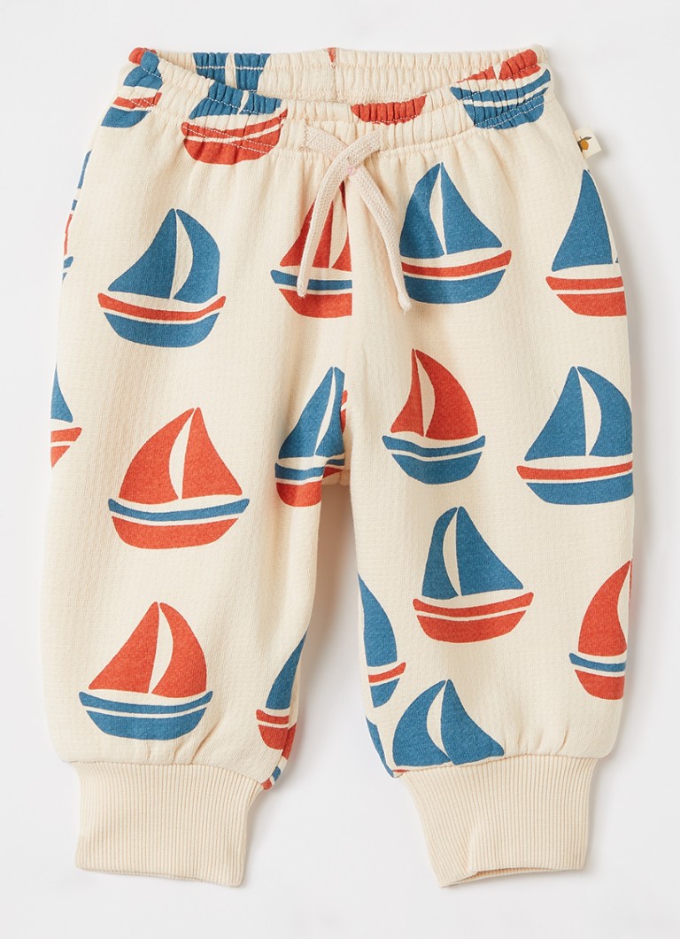 Konges Sløjd Jongens Loopy Lou tapered fit joggingbroek met print in de kleur Beige, maat: 9M=74