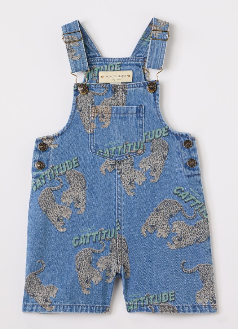 Konges Sløjd Jongens Magot straight fit tuinbroek van denim in de kleur Indigo, maat: 3Y=98