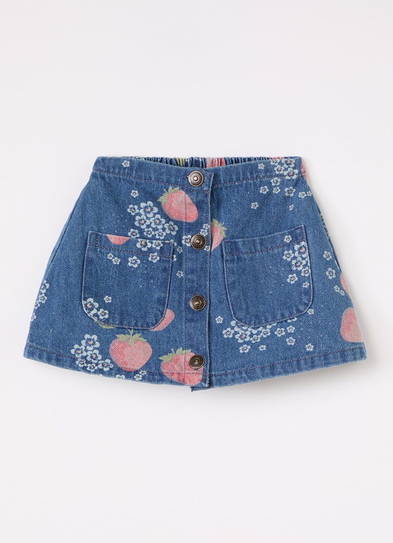 Konges Sløjd Meisjes Magot spijkerrok met bloemenprint in de kleur Blauw, maat: 2Y=92