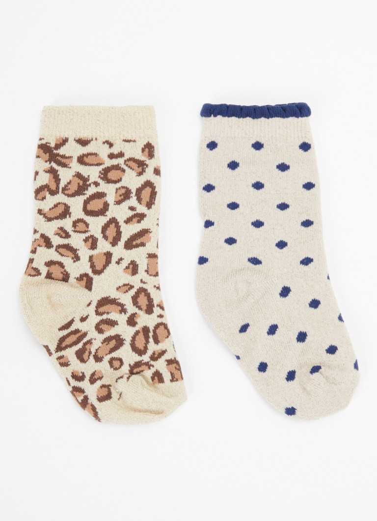 Konges Sløjd Meisjes Sokken met lurex in 2-pack in de kleur Beige, maat: 25/28