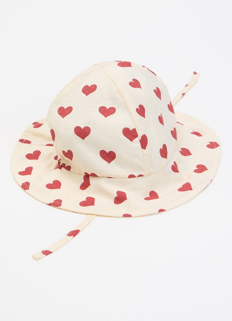 Konges Sløjd Meisjes Cianna bucket hoed met print in de kleur Ivoor, maat: 3-6m