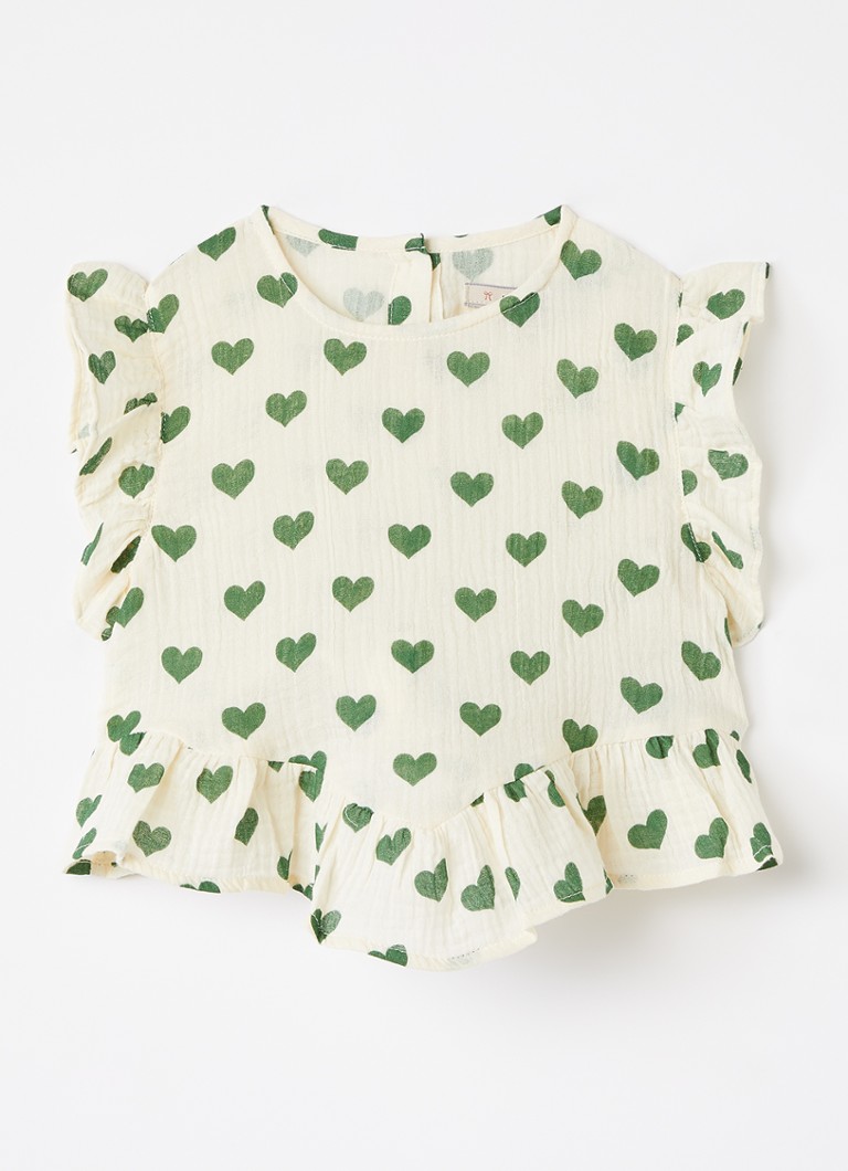 Konges Sløjd Meisjes Coco top met print in de kleur Groen, maat: 9M=74