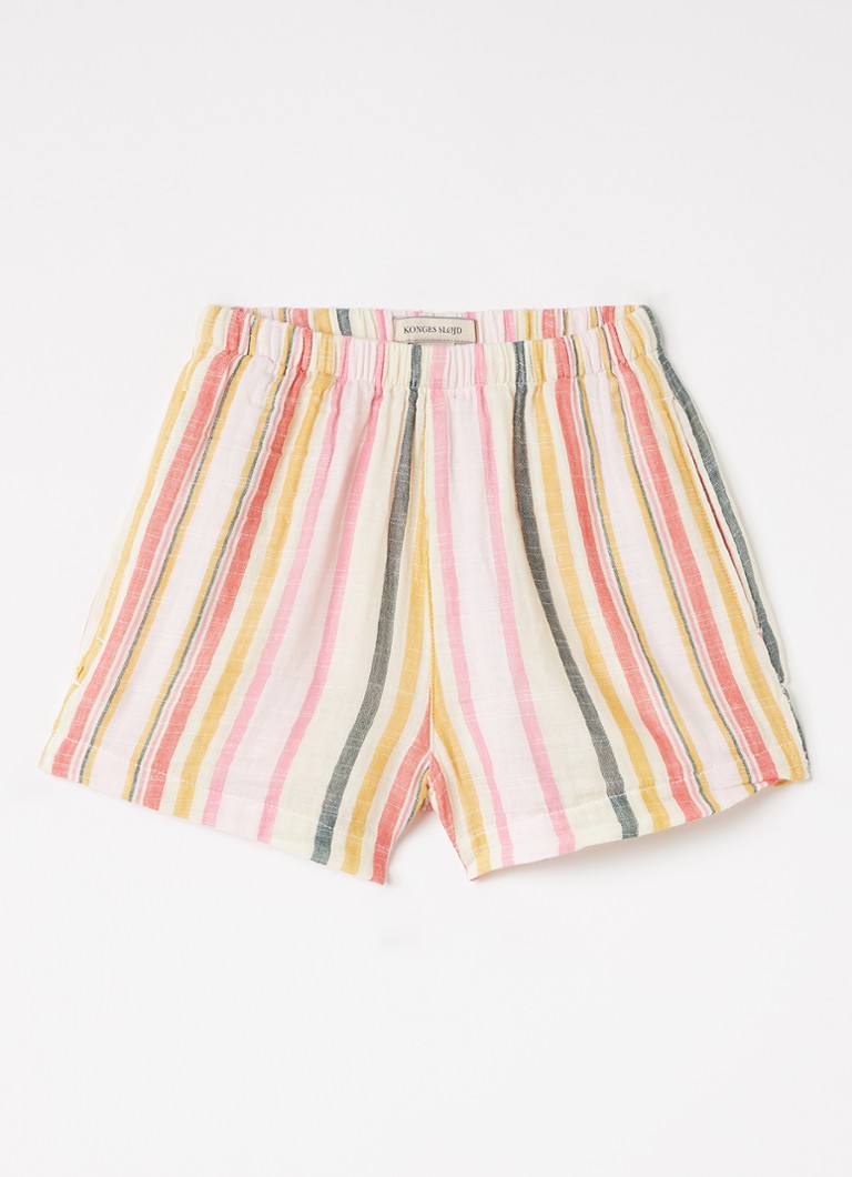 Konges Sløjd Meisjes Venice loose fit korte broek met streepprint in de kleur Beige, maat: 12M=80