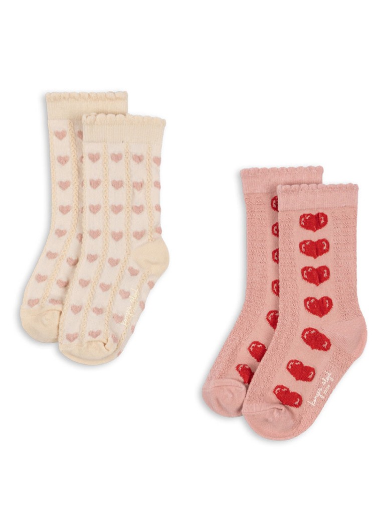 Konges Sløjd Meisjes Sokken met print in 2-pack in de kleur Roze, maat: 17-18