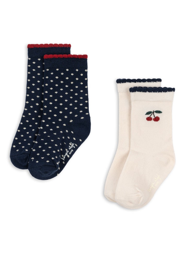 Konges Sløjd Meisjes Sokken met print in 2-pack in de kleur Zwart, maat: 17-18
