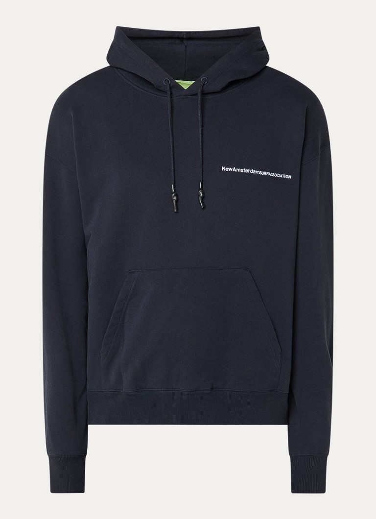New Amsterdam Surf Association Heren Hoodie met logo- en backprint in de kleur Donkerblauw, maat: M