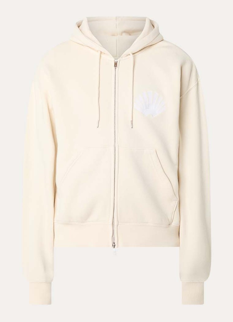 New Amsterdam Surf Association Heren Sweatvest met logoborduring en capuchon in de kleur Gebroken wit, maat: M