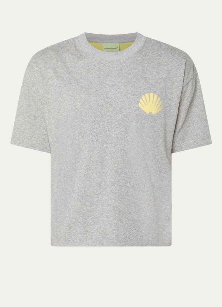 New Amsterdam Surf Association Heren T-shirt met logo- en backprint in de kleur Grijsmele, maat: XL