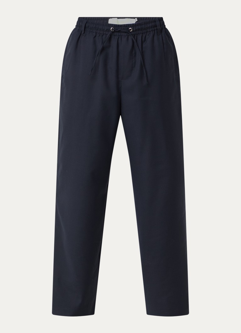 New Amsterdam Surf Association Heren Work loose fit broek in wolblend in de kleur Donkerblauw, maat: S