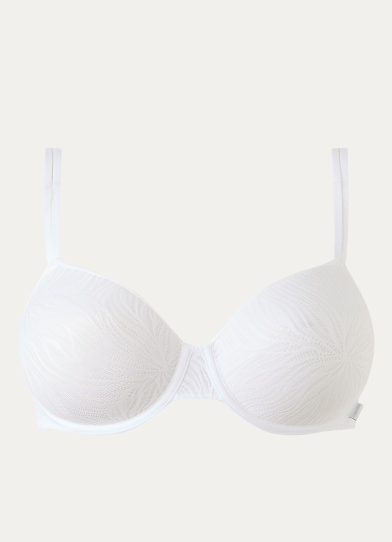 Calvin Klein Dames Voorgevormde demi bh met overlay van mesh in de kleur Wit
