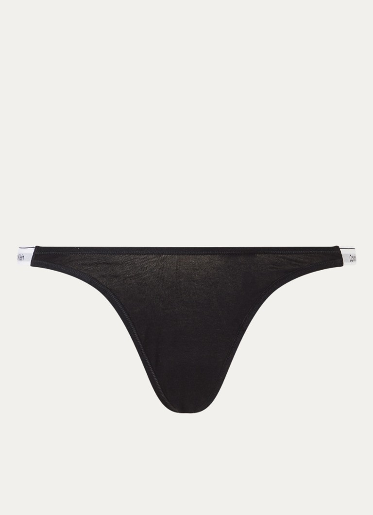 Calvin Klein Dames String met logoband in de kleur Zwart