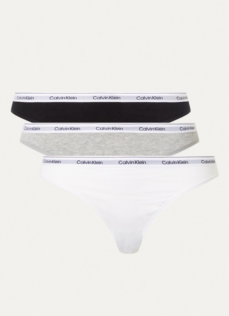 Calvin Klein Dames Modern Logo slip met logoband in 3-pack in de kleur Zwart