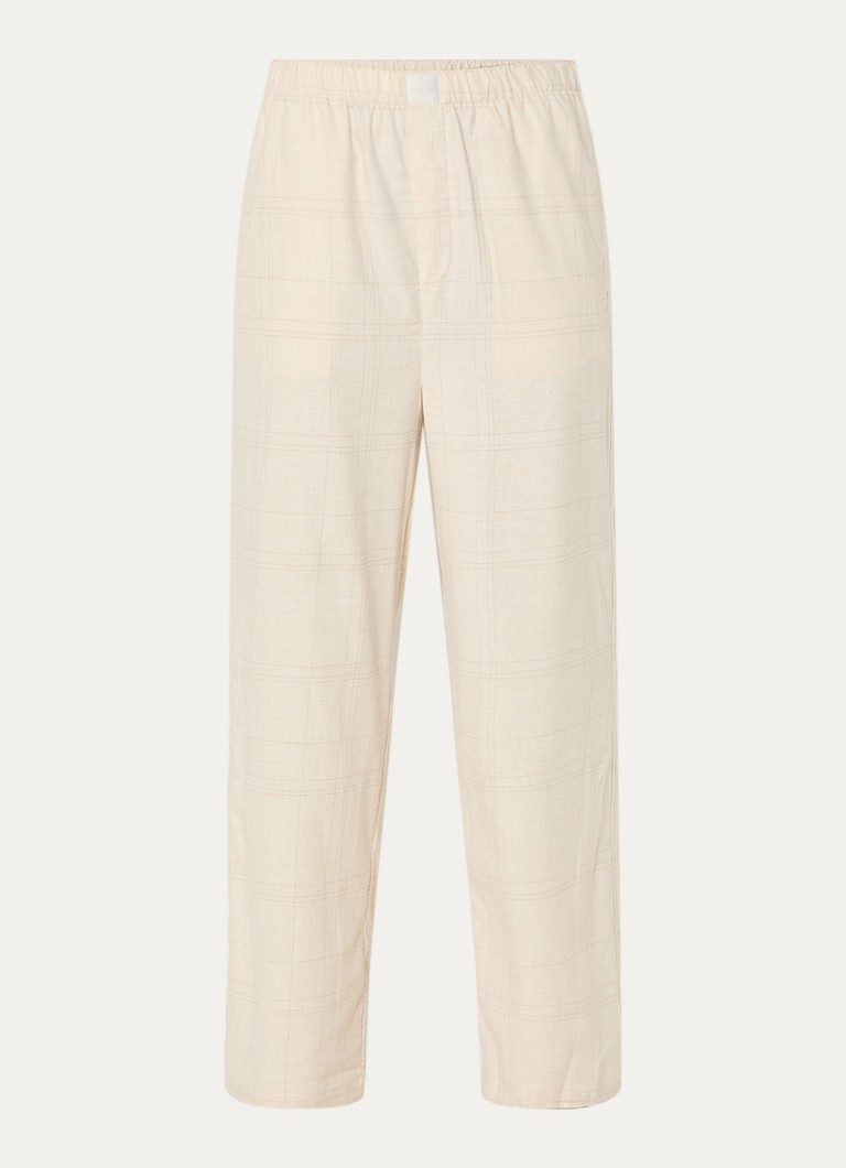 Calvin Klein Dames Pyjamabroek met ruitdessin in de kleur Creme