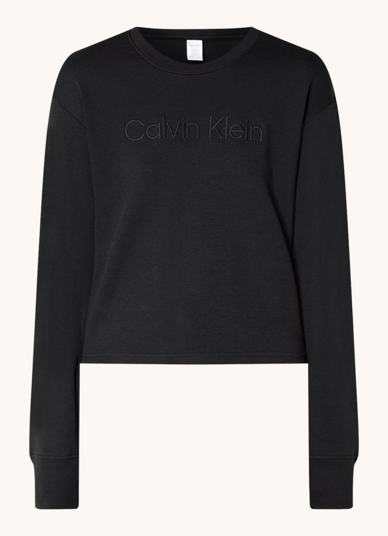 Calvin Klein Dames Lounge sweater met logoborduring in de kleur Zwart