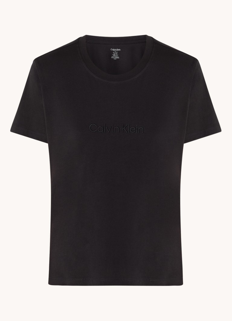 Calvin Klein Dames Pyjamatop met logoborduring in de kleur Zwart