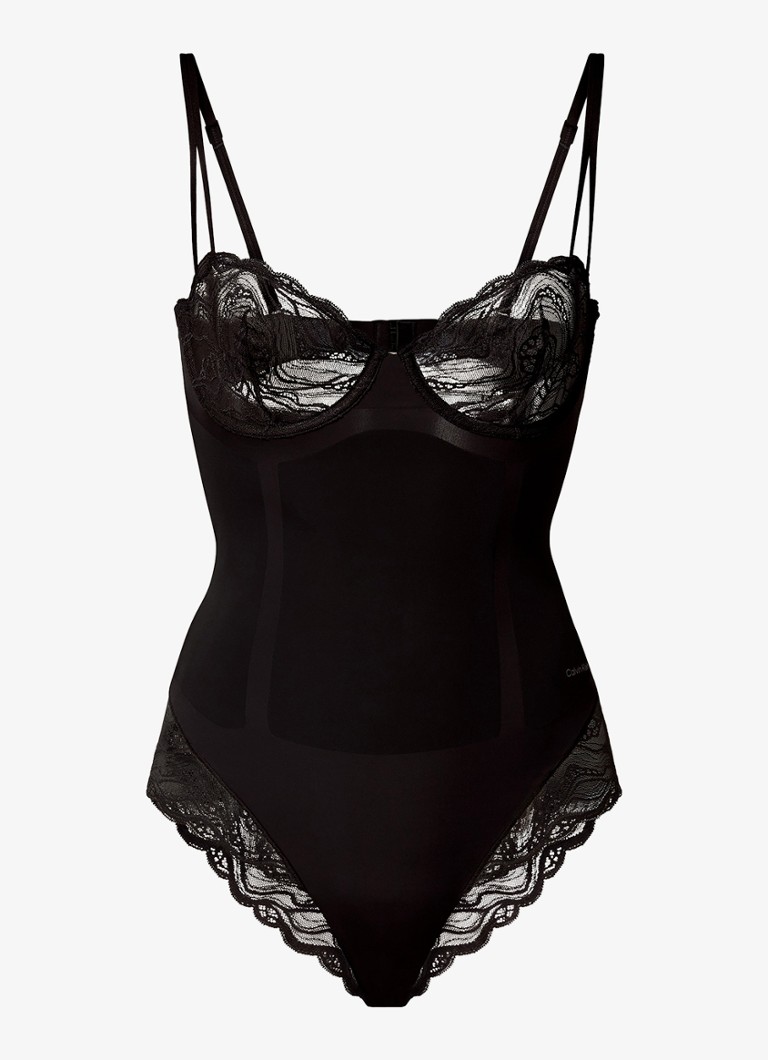 Calvin Klein Dames Bodysuit van kant in de kleur Zwart