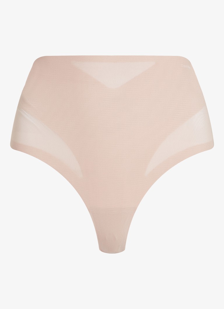 Calvin Klein Dames Naadloze corrigerende string in de kleur Beige