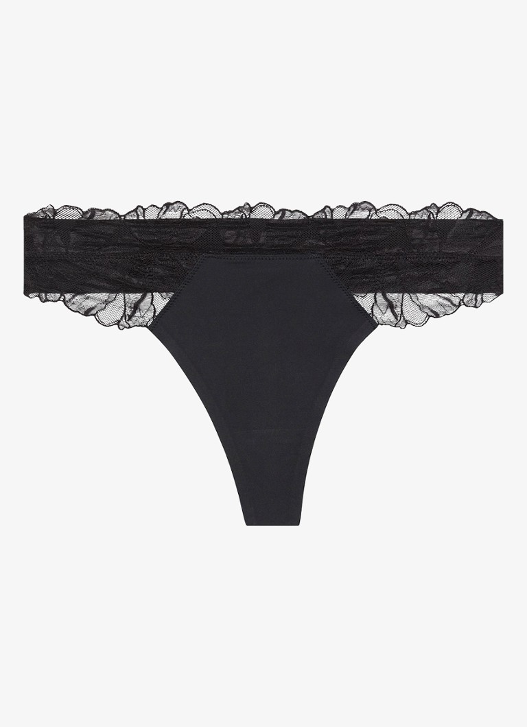 Calvin Klein Dames String met details van kant in de kleur Zwart