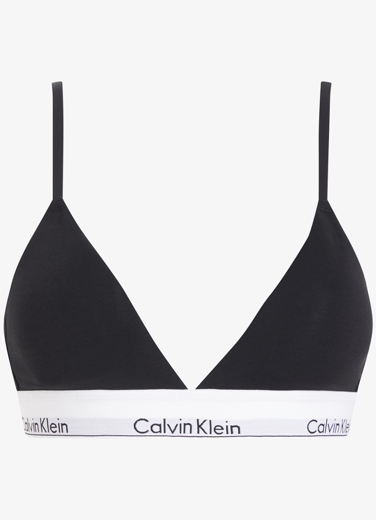 Calvin Klein Dames Voorgevormde bralette met logoband in de kleur Zwart