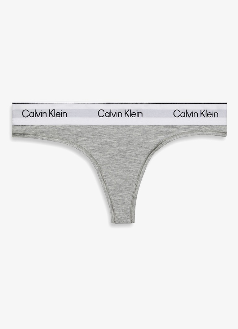 Calvin Klein Dames String met logoband in de kleur Grijs