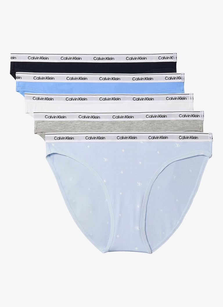 Calvin Klein Dames Hipster met logoband in 5-pack in de kleur Blauw