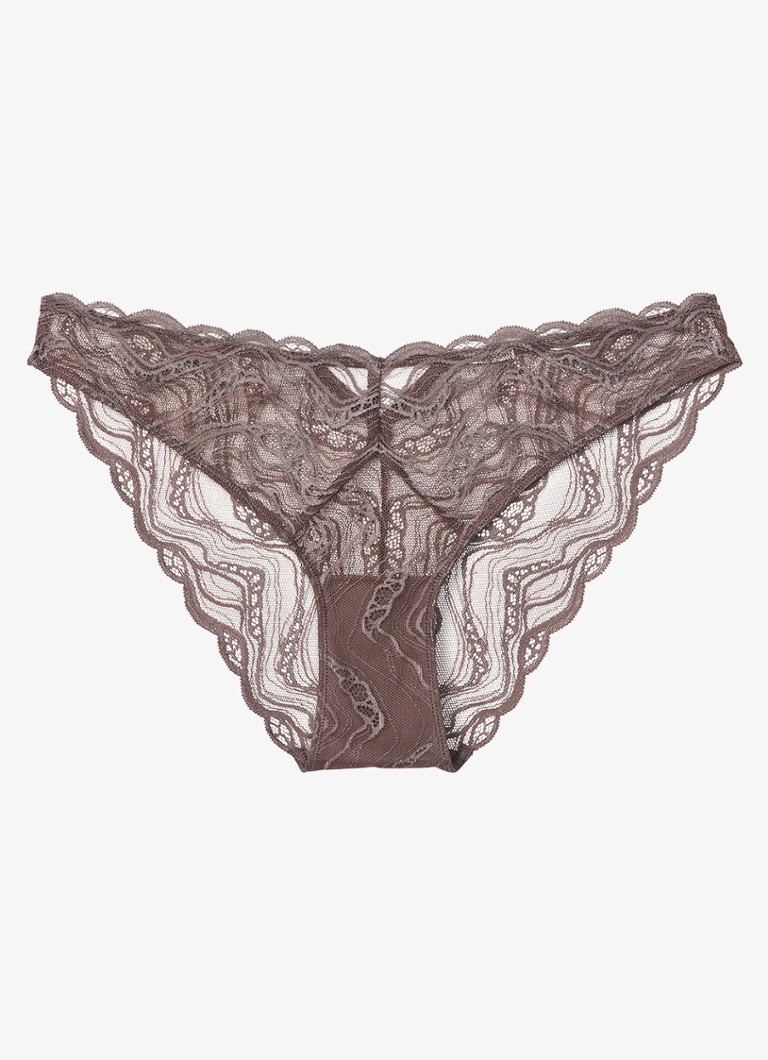 Calvin Klein Dames Slip van kant in de kleur Lichtbruin