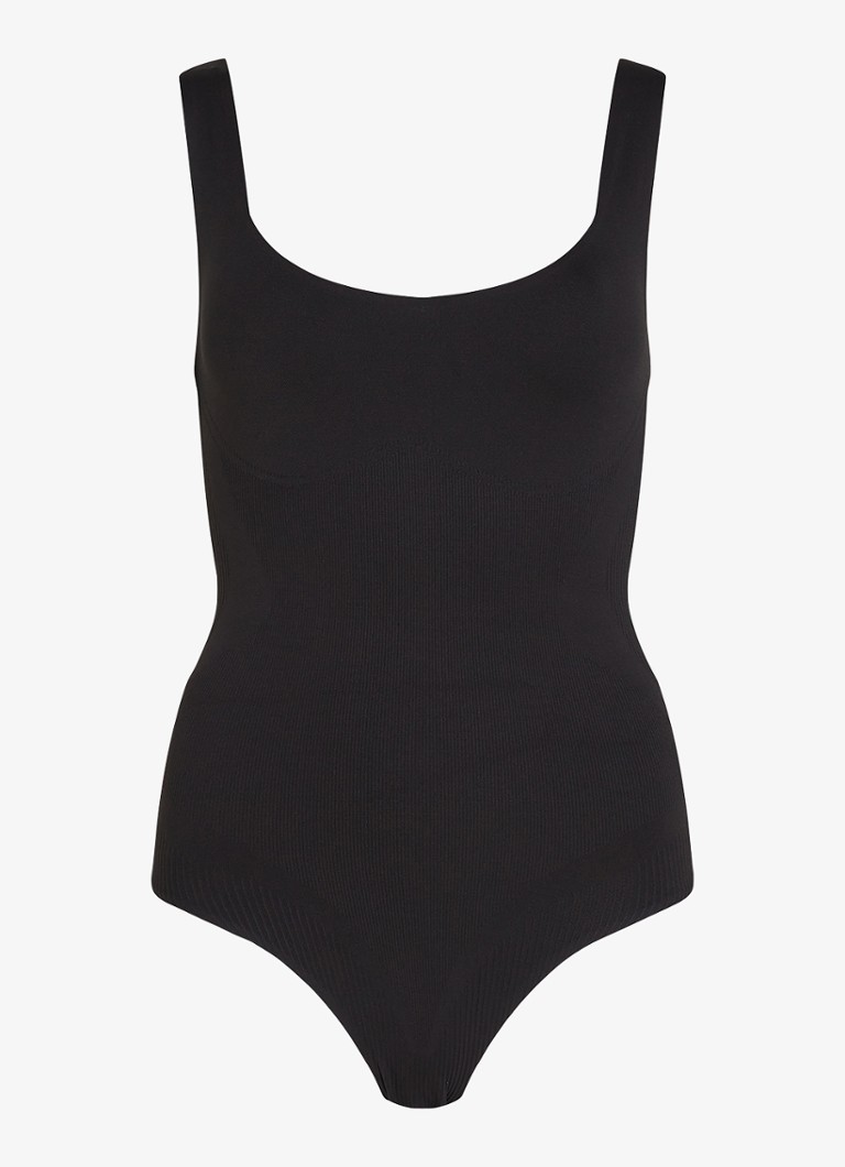 Calvin Klein Dames Corrigerende body met rib structuur in de kleur Zwart