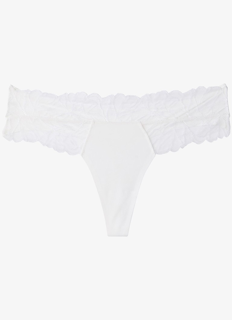 Calvin Klein Dames String met details van kant in de kleur Wit