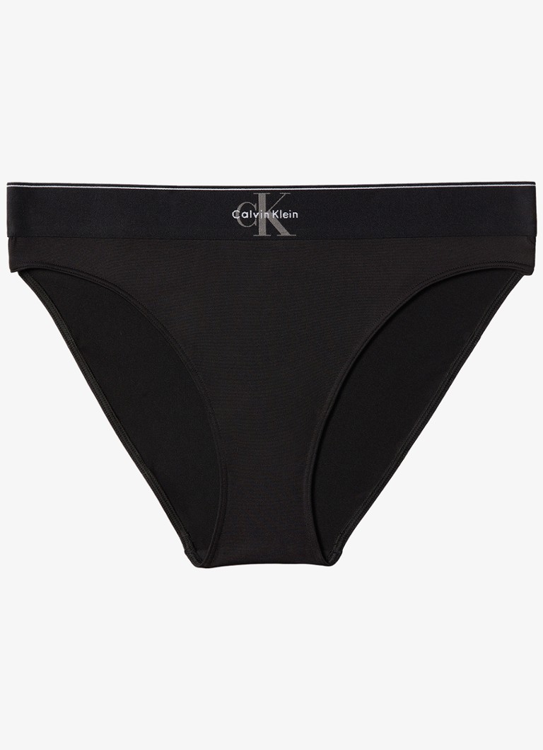Calvin Klein Dames Slip met logoprint in de kleur Zwart