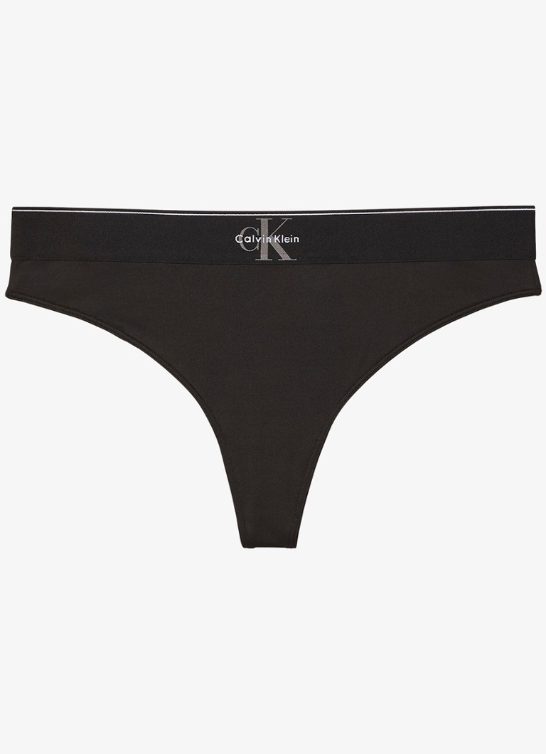 Calvin Klein Dames Tanga met logoband in de kleur Zwart