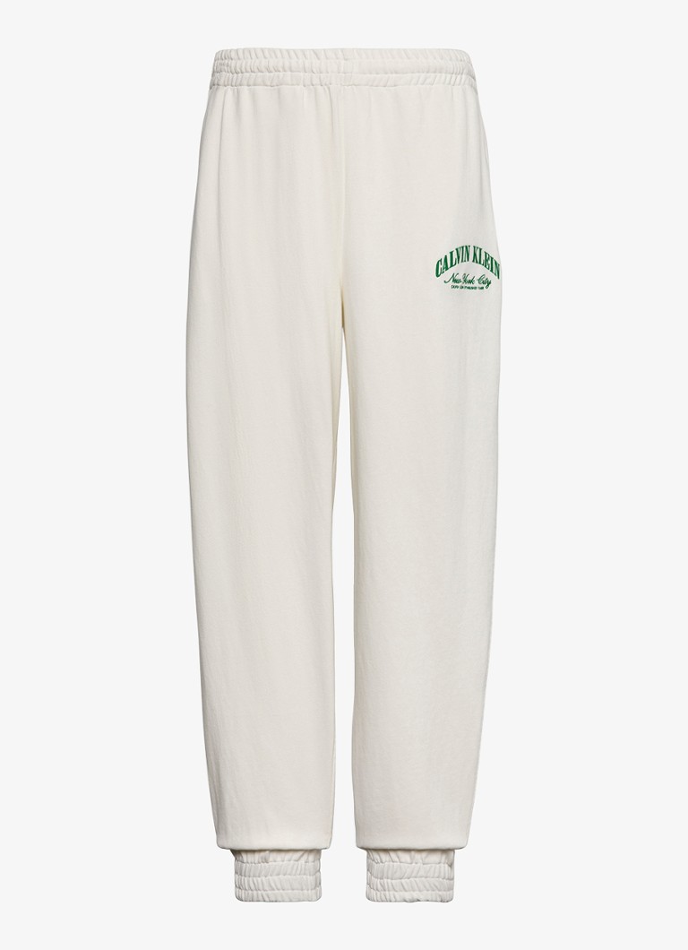 Calvin Klein Dames Mid waist tapered fit joggingsbroek met logo in de kleur Wit