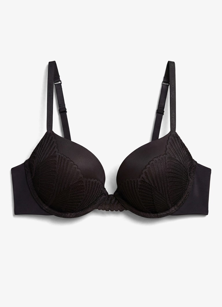 Calvin Klein Dames Push-up bh met details van kant in de kleur Zwart