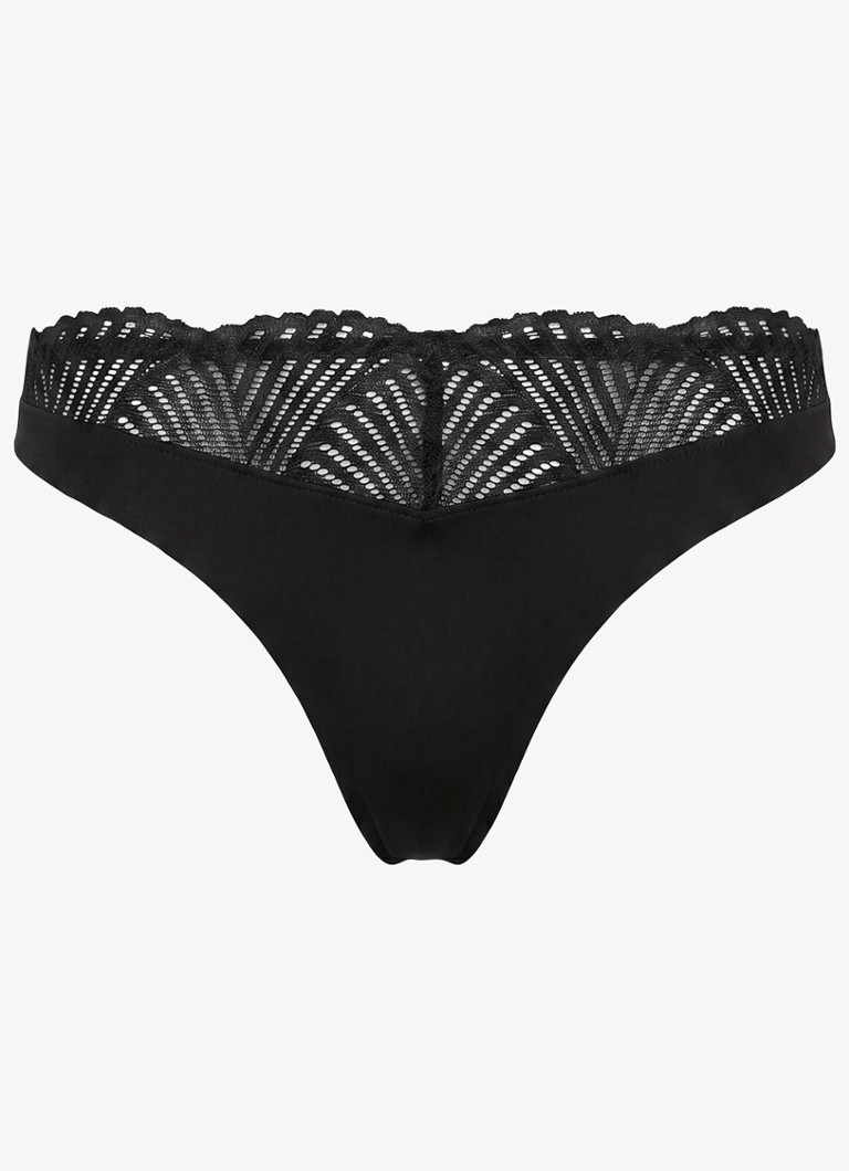 Calvin Klein Dames String met details van kant in de kleur Zwart