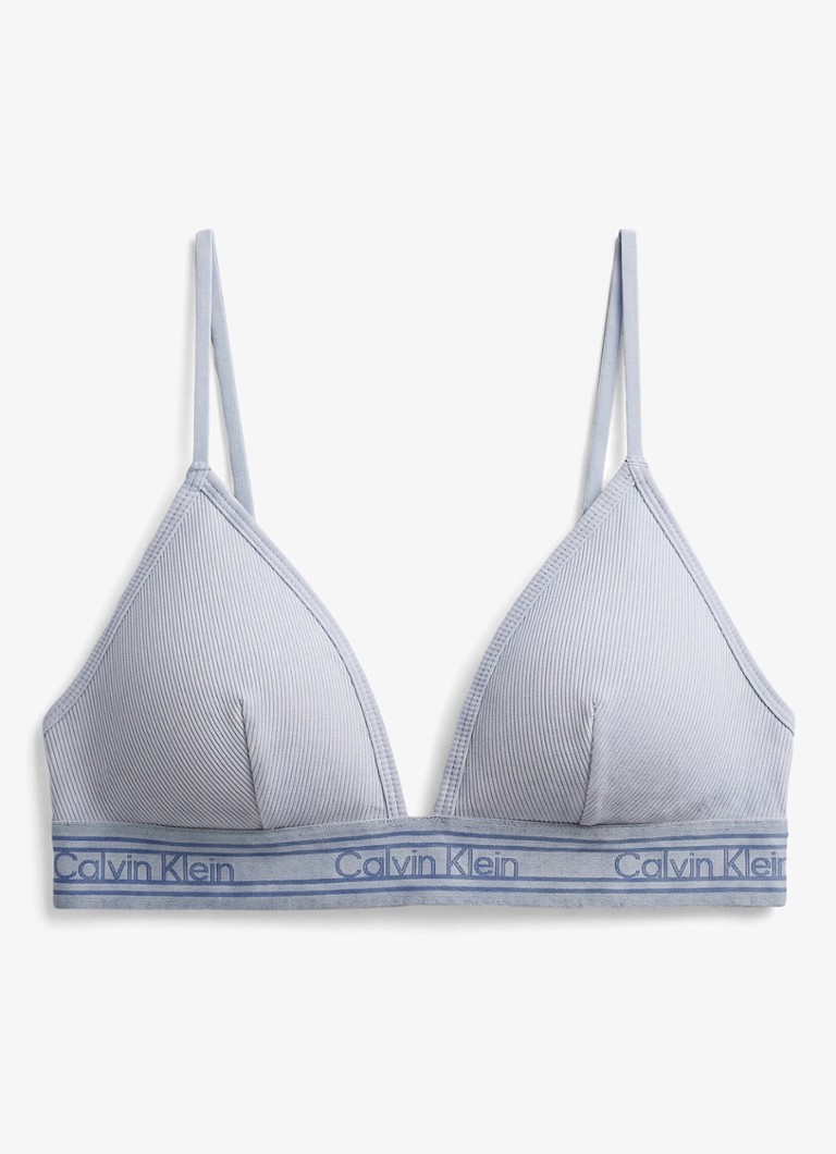Calvin Klein Dames Bralette met logoband en ribstructuur in de kleur Grijsmele