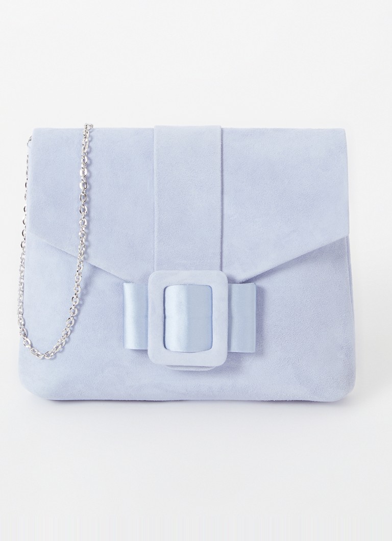 Phase Eight Dames Clutch van suède met afneembare schouderriem in de kleur Lichtblauw