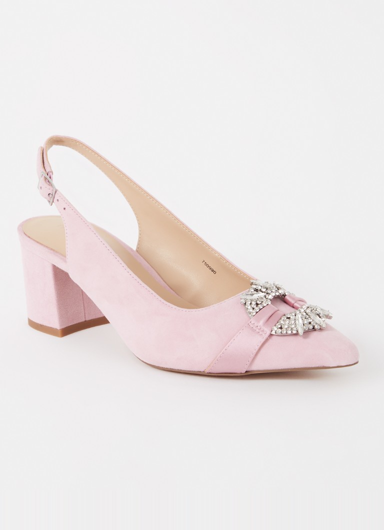 Phase Eight Dames Slingback van suède met strass in de kleur Lichtroze
