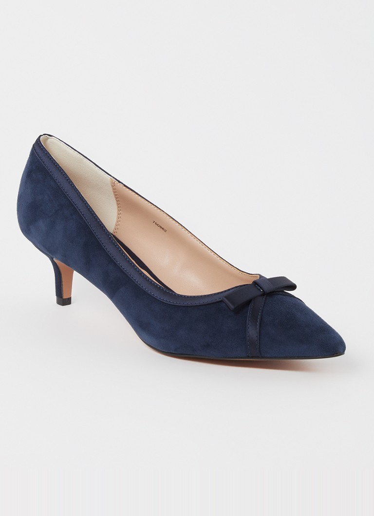 Phase Eight Dames Bow pump van geitensuède in de kleur Donkerblauw