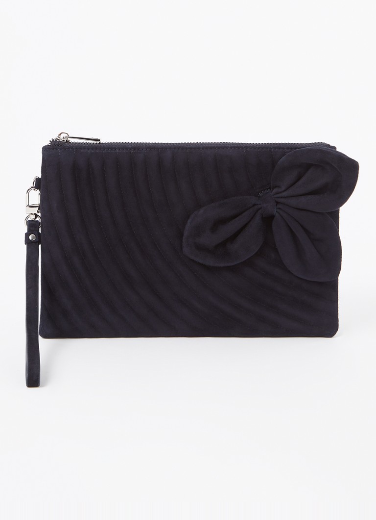 Phase Eight Dames Clutch van suède met strikdetail in de kleur Donkerblauw