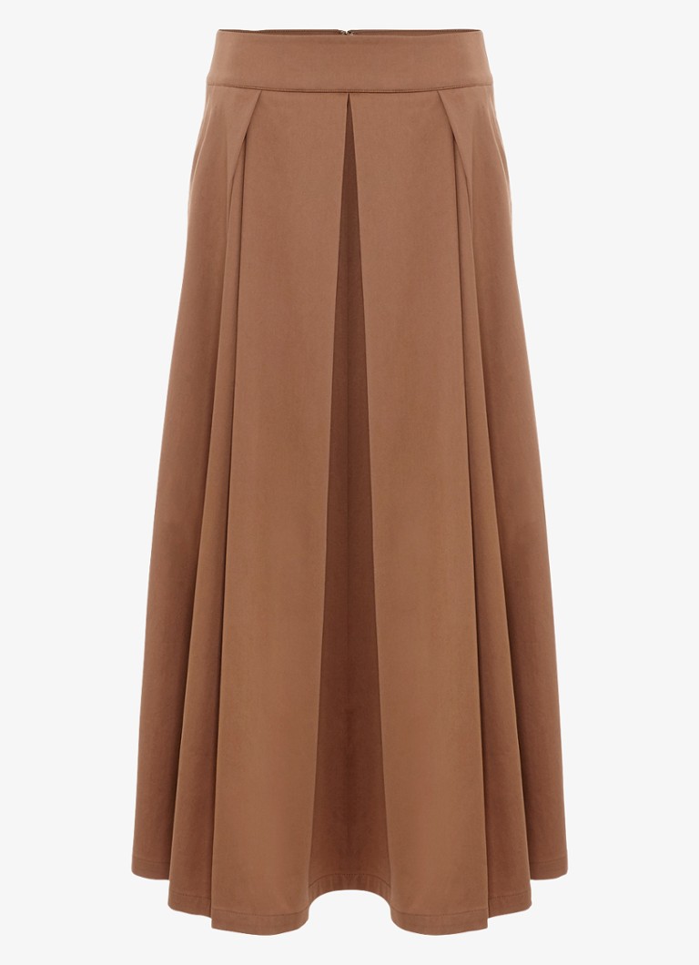Phase Eight Dames Trinity midi rok met plooien in de kleur Camel