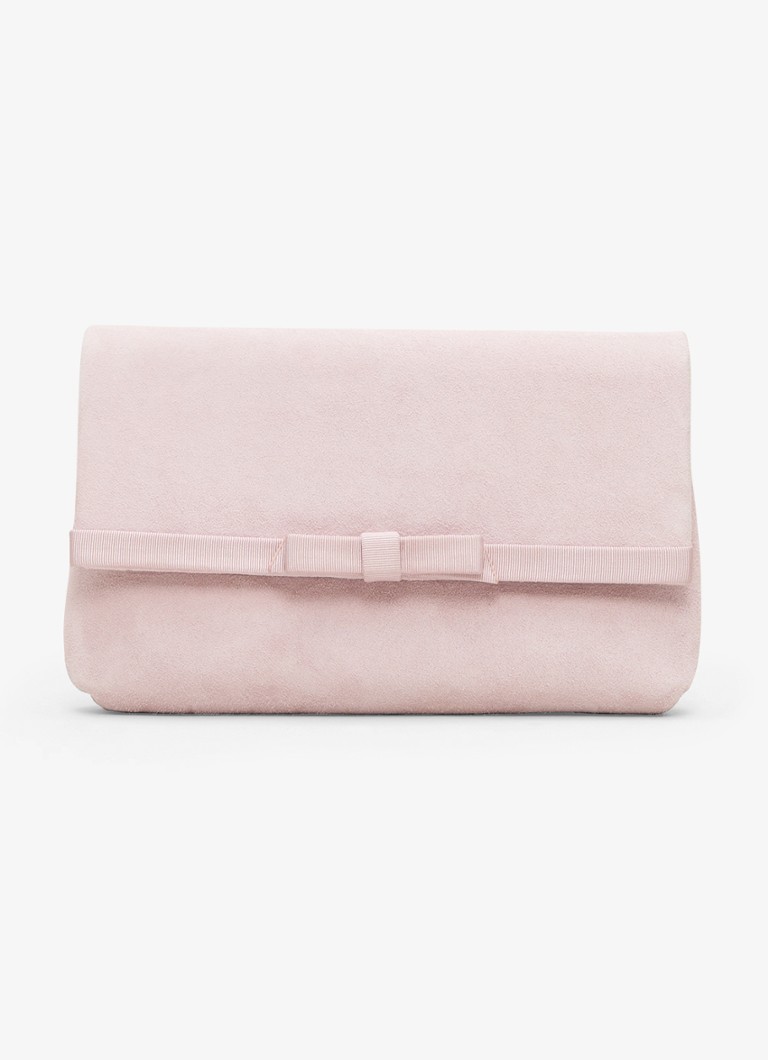 Phase Eight Dames Grosgrain clutch van suède in de kleur Lichtroze
