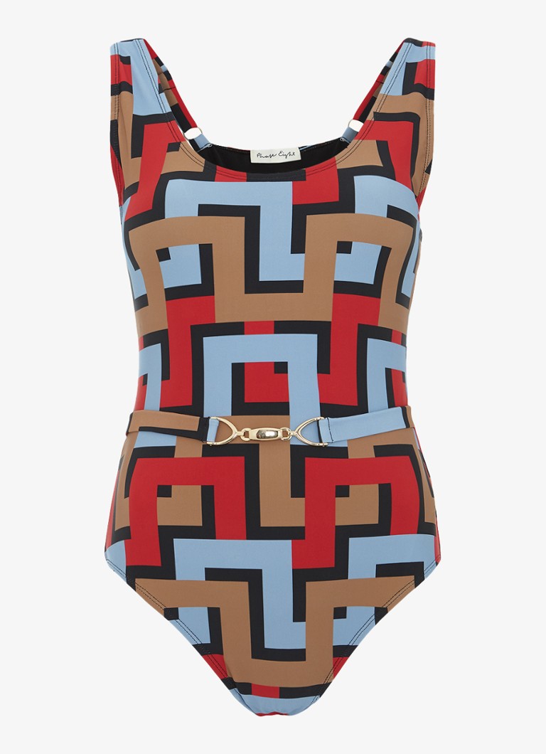 Phase Eight Dames Geo badpak met grafische print in de kleur Blauw