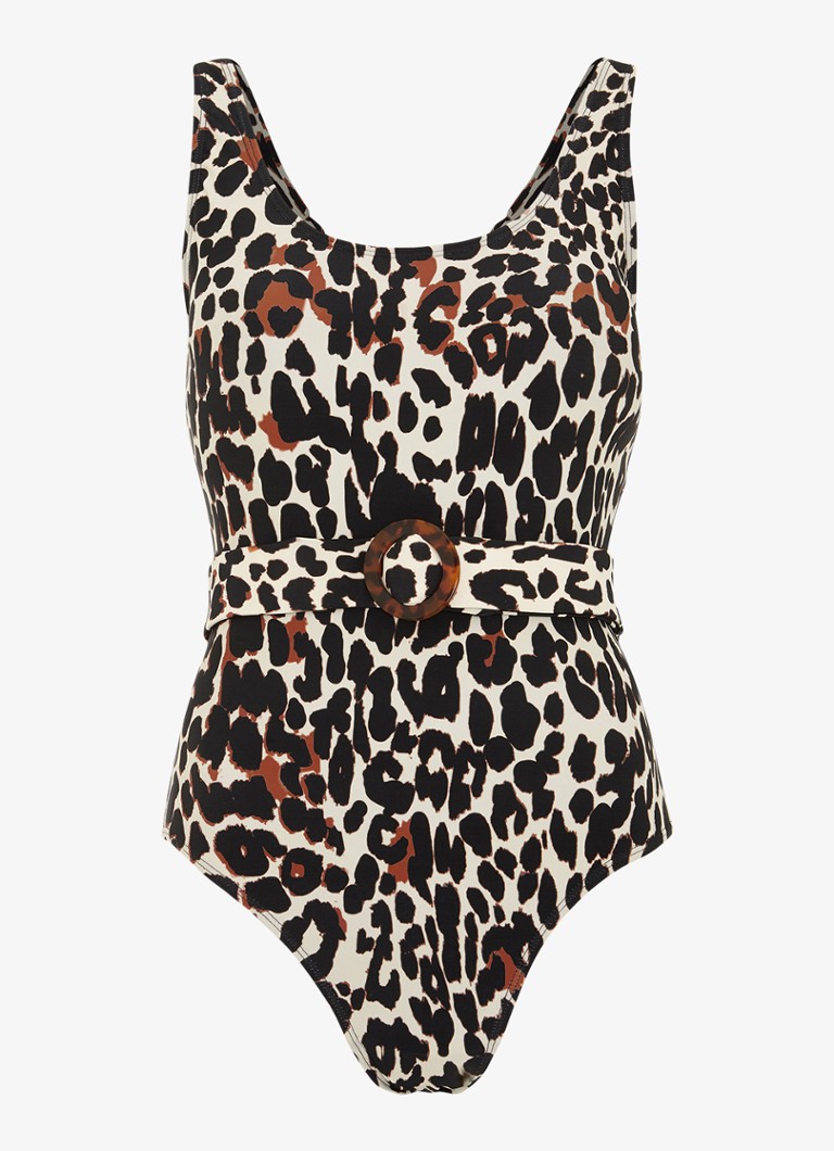 Phase Eight Dames Leopard badpak met panterprint in de kleur Donkerbruin