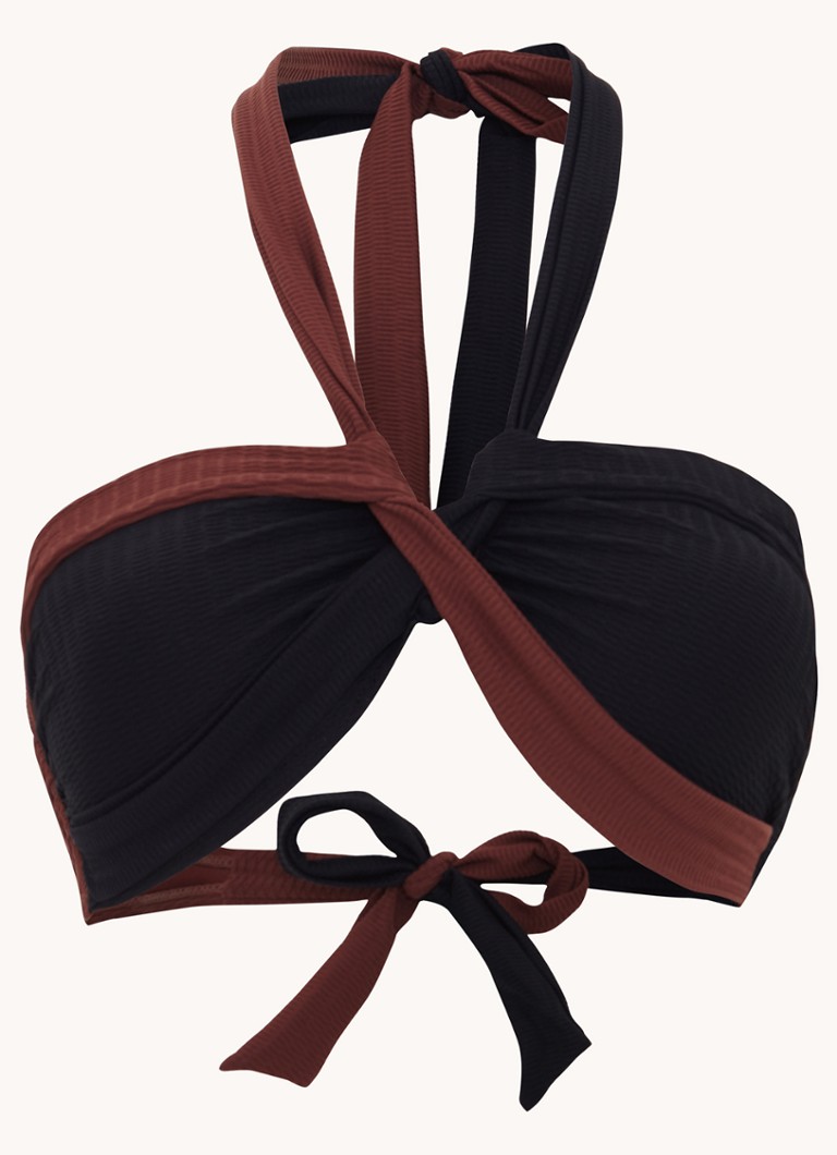 Phase Eight Dames Halter bikinitop met structuur in de kleur Zwart