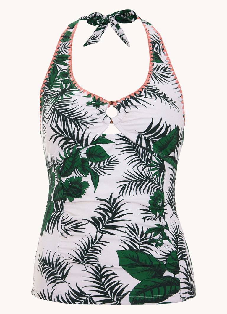 Phase Eight Dames Tankini top met bladprint in de kleur Wit