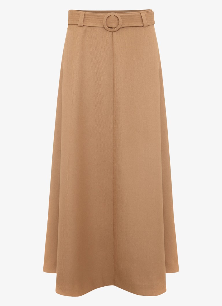 Phase Eight Dames Rochelle midi rok met ceintuur in de kleur Camel